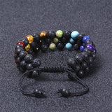 Bracelet Chakra en pierre naturelle Bracelet de lave volcanique réglable perles de Yoga