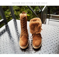 Chaussures de randonnée en plein air résistantes au froid pour femmes bottes de neige montantes en cuir imperméable chaussure de trekking camping chasse baskets