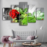 Tableau HD Décoratif Nordic Rouge Rose Toile Peintures Fleurs Affiches Imprimé Floral