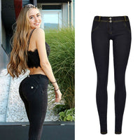 Pantalon High Street Femme Push Up Noir Denim Mujer Taille Basse Super Strech