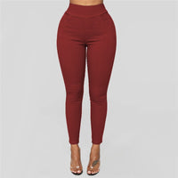 Pantalon crayon femme Sexy Skinny Stretch couleur unie Leggings pantalon taille haute