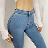 Jeans femmes taille haute Stretch Denim pieds pantalon printemps Streetwear mince