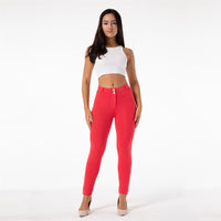 Pantalon Melody Red Skinny Leggings Coton Femme Workout Jegging Mi Taille Collants