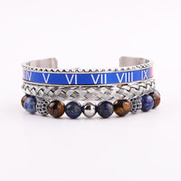 Bracelet pour homme en acier inoxydable haute qualité bijoux bleu romain œil de tigre