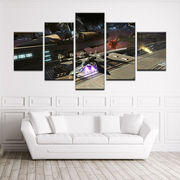 Peinture Déco 5 Panneaux Toile Star Wars Space Fighter HD Affiche Modern Décoratif