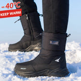 Bottes d'hiver hommes neige imperméables antidérapantes épaisse fourrage -40 degrés