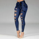 Jean Taille Haute Droite Maigre Extensible Pantalon Femmes Streetwear