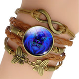 12 signe du zodiaque Bracelet en cuir tissé Verseau Poissons Bélier Taureau Constellation