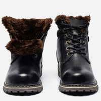 Bottes d'hiver en cuir véritable pour hommes bottes de neige chaudes faites à la main