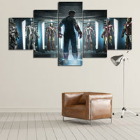 Tableau Canvas 5 Pièces Toile Iron Man Movie Peinture Modulaire Images Film HD