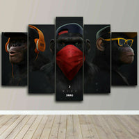 Les trois singes sages 5 pièces toile impression 5 panneau HD imprimer photos affiche