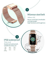 Montre-bracelet femmes intelligente luxe diamant Smartwatch fréquence cardiaque oxygène