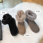 Bottes neige d'hiver femme fourrure lapin coton chaussures mode luxe bottines velours