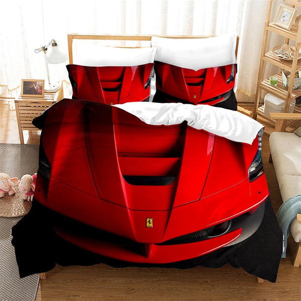 3D Voitures véhicules literie 3 pièces garçons chambre décor housse de couette taie d'oreiller