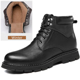 Bottes d'hiver en cuir naturel de vache véritable chaussures pour hommes les plus chaudes