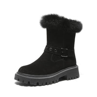 Bottes neige hiver antidérapantes femme poil lapin épaissi nouveau tube court polaire chaud