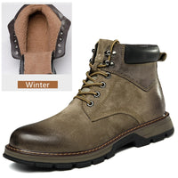 Bottes d'hiver en cuir naturel de vache véritable chaussures pour hommes les plus chaudes