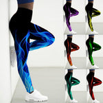 Sport Leggings Femmes 3D Numérique Feu Imprimé Collants Yoga Pantalon Flamme
