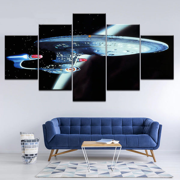 Tableau Décoratif HD Toile Film Star Wars Destroyer Peinture Cadre 5 Panneaux Mur Art
