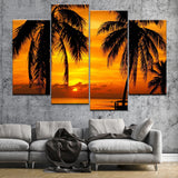 Tableau HD Mur Art Toile Peintures 4 Pièces Coucher Du Soleil Plage Paysage Marin