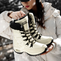 Bottes d'hiver neige femme haute qualité mi-mollet à lacets chaussures confortables imperméables
