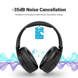 233621 -35dB ANC Hybrid Active Noise Cancelling Casque sans fil Bluetooth Portable Mains libres Hifi Sound 100H