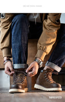 Bottines cuir véritable hommes confortables chaud Cowboy bottes américain style rétro