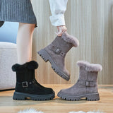 Bottes neige hiver antidérapantes femme poil lapin épaissi nouveau tube court polaire chaud