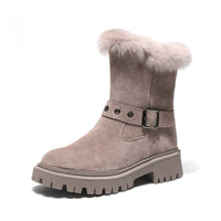 Bottes neige hiver antidérapantes femme poil lapin épaissi nouveau tube court polaire chaud