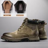 Bottes d'hiver en cuir naturel de vache véritable chaussures pour hommes les plus chaudes