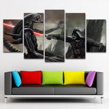 Tableau Décoratif HD Original Art Fiction Star Wars Dark Vador VS Aliens Sabre Laser