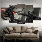 Tableau Décoratif HD Original Art Fiction Star Wars Dark Vador VS Aliens Sabre Laser