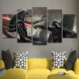 Tableau Décoratif HD Original Art Fiction Star Wars Dark Vador VS Aliens Sabre Laser