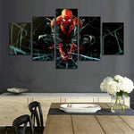 Tableau Spiderman Dans Sa Toile  Déco Chambre Salon Mural HD Imprimer 5 Panneaux