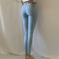 Jean esthétique femme Stretch jean taille haute Sexy serré hanche levage Leggings