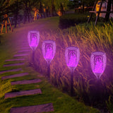 Lampe Solaire De Jardin Paysage Eclairage Violet Bleu 33 LED Flamme Flikering Etanche