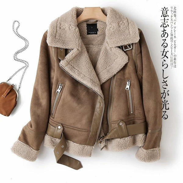 Nouvelles vestes Hiver manteaux épais chaud en cuir d'agneau Vintage fourrure en daim