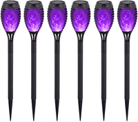 Lampe Solaire Flamme Torche 12 LED Scintillante Étanche Bleu Violet Jaune Original Déco