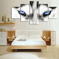 Tableau 5 panneaux loup imprimé toile moderne peinture mur Art HD modulaire déco