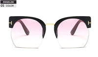 Lunettes De Soleil Semi-Rimless Pour Femmes Design Vintage oculos Verres Clair UV400