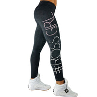 Entraînement Push Up Leggings Fitness Pantalons Femmes Slim Coton  Lettre Imprimé