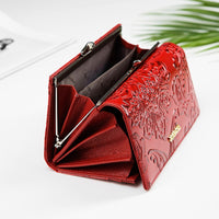 Portefeuille pour femme en cuir véritable sac à main longue impression Floral original