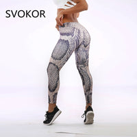 Legging Fitness taille haute Femme longueur cheville pantalons impression peau Serpent