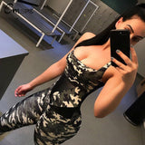 Femmes Dos Nu été 2019 Enveloppe Camouflage Gaine Playsuit Sexy D'été