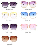 Lunettes De Soleil Fashion Rétro Carré Femmes Design Abeille Cadre Métal Surdimensionné