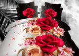 Ensemble de Literie 3D fleurs Roses lilas style pastoral 4pcs