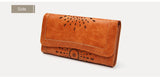 Creux modèle rétro portefeuille femme sac à main en cuir PU sac à main pratique femmes portefeuilles et sacs à main Vintage longs portefeuilles