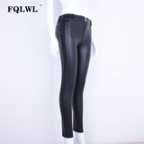 Leggings En Cuir Pu Épais / Noir / Push Up /Taille Haute Femmes Super Sexy