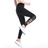 Leggings Femmes Casual Coton Rayé Fitness Taille Haute