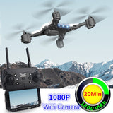 Drone hélicoptère RC Cam HD 1080P WIFI FPV Selfie 4Copter pliable Pro 20Min Temps vol